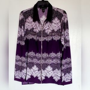INC International Concepts Purple and White Blouse